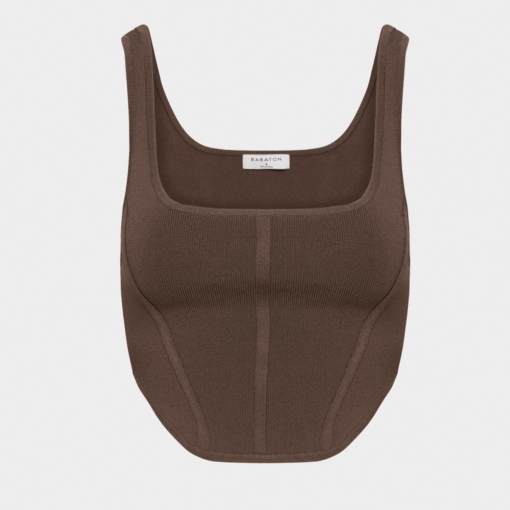 Aritzia Babaton Brown Women’s Sculpt Bustier Tank Paneled with Wide Straps